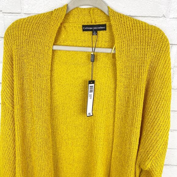 Catherine Malandrino NWT Yellow 3/4 Sleeve Open Front Slouchy Cardigan Size XS - Picture 4 of 15